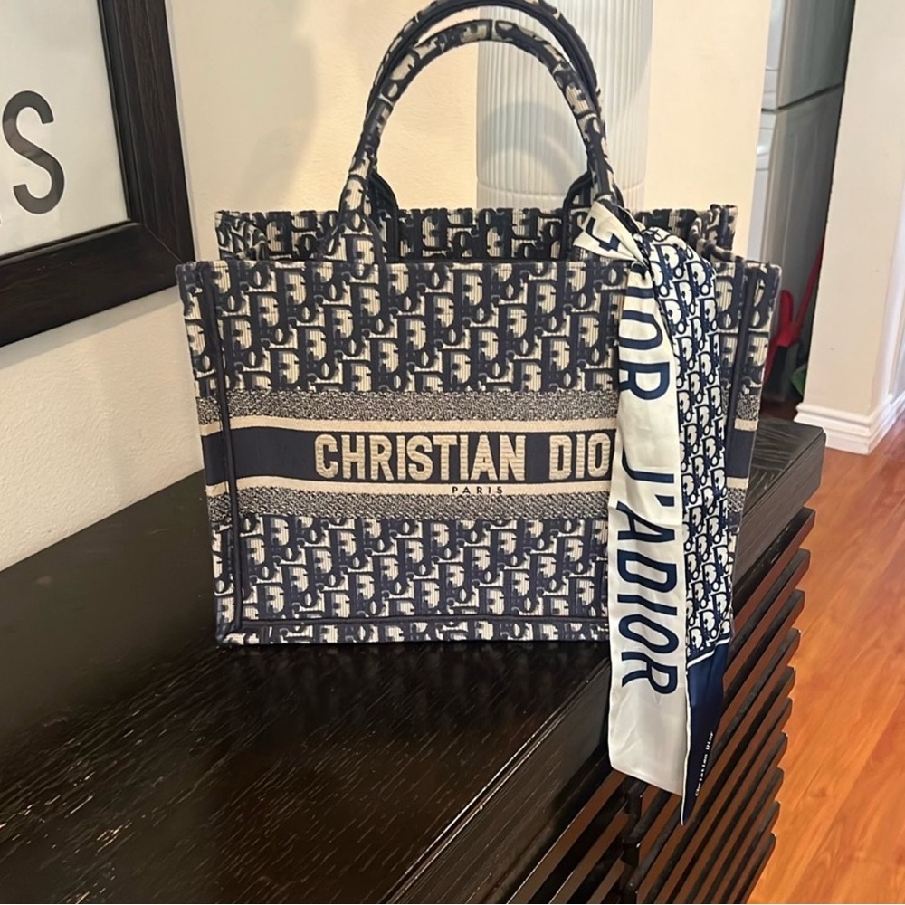 Dior Navy and Cream Monogram Tote